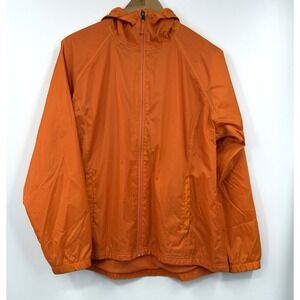 L.L. Bean Jacket Womens Coat Hooded Pockets Windbreaker Rain‎ Orange Size Large